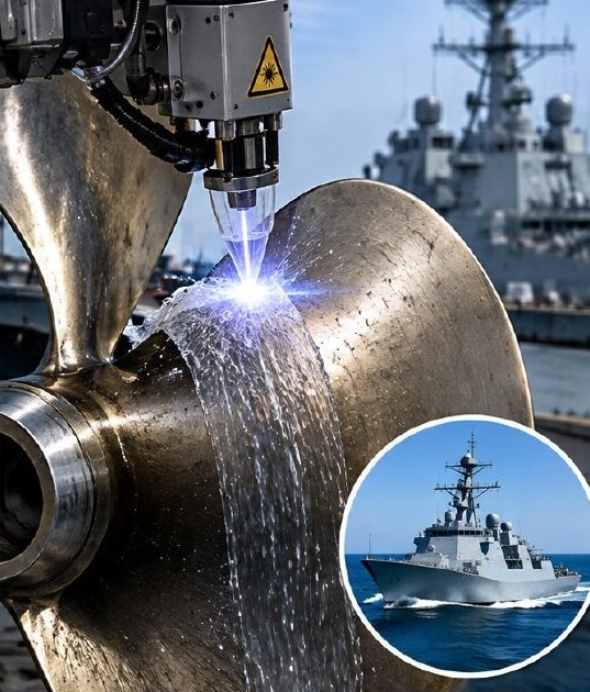 Laser peening of a ship propeller